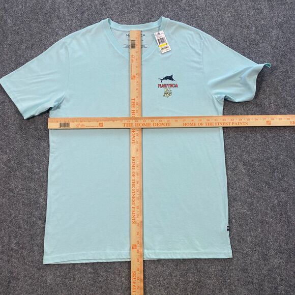 Nautica Reel Deal Tavern V-Neck Shirt Adult Medium Blue Beachcomber Island Fiji - Picture 15 of 16